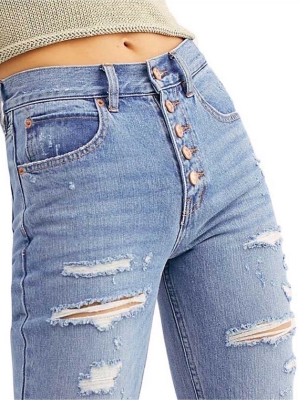 Free People We The Free Blossom Rigid Crop Skinny Jeans EUC Size 27 - Picture 2 of 10